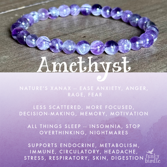 Chevron Amethyst Single Stone Stretchy Stacker