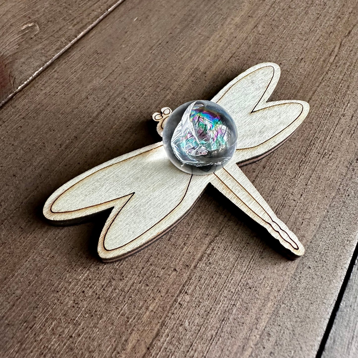 Dragonfly Wood Sphere Stand