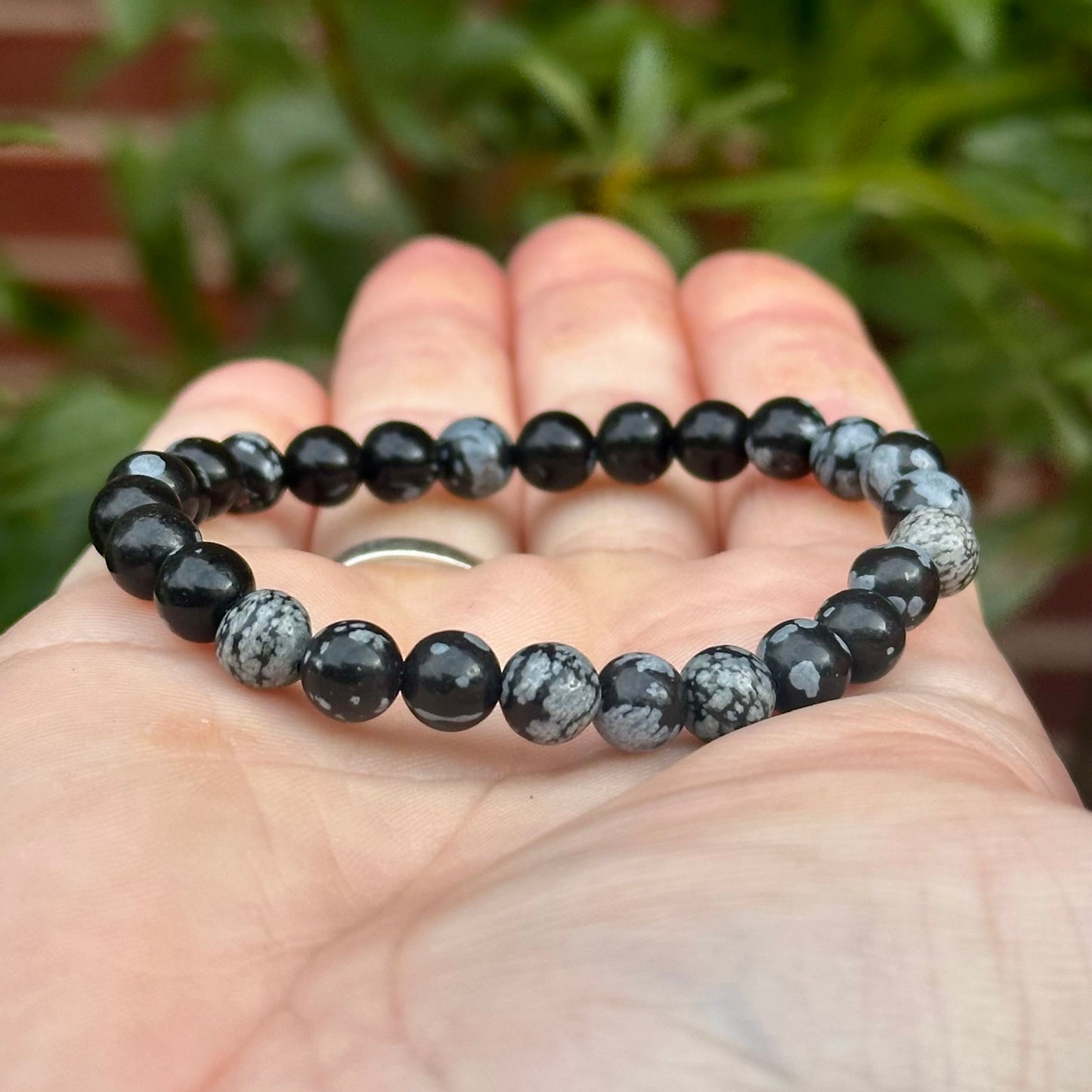 Snowflake Obsidian Single Stone Stretchy Stacker