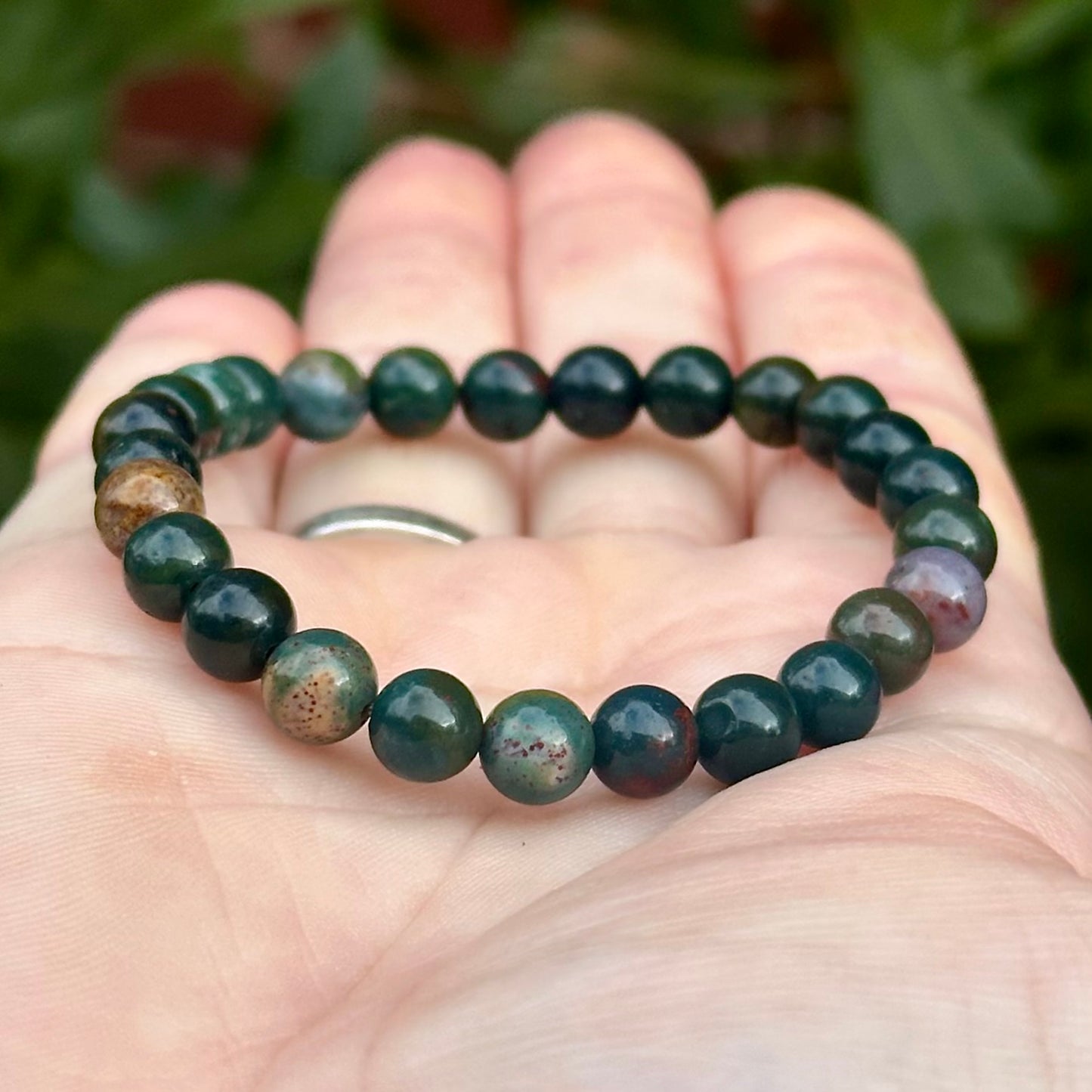 Bloodstone Single Stone Stretchy Stacker