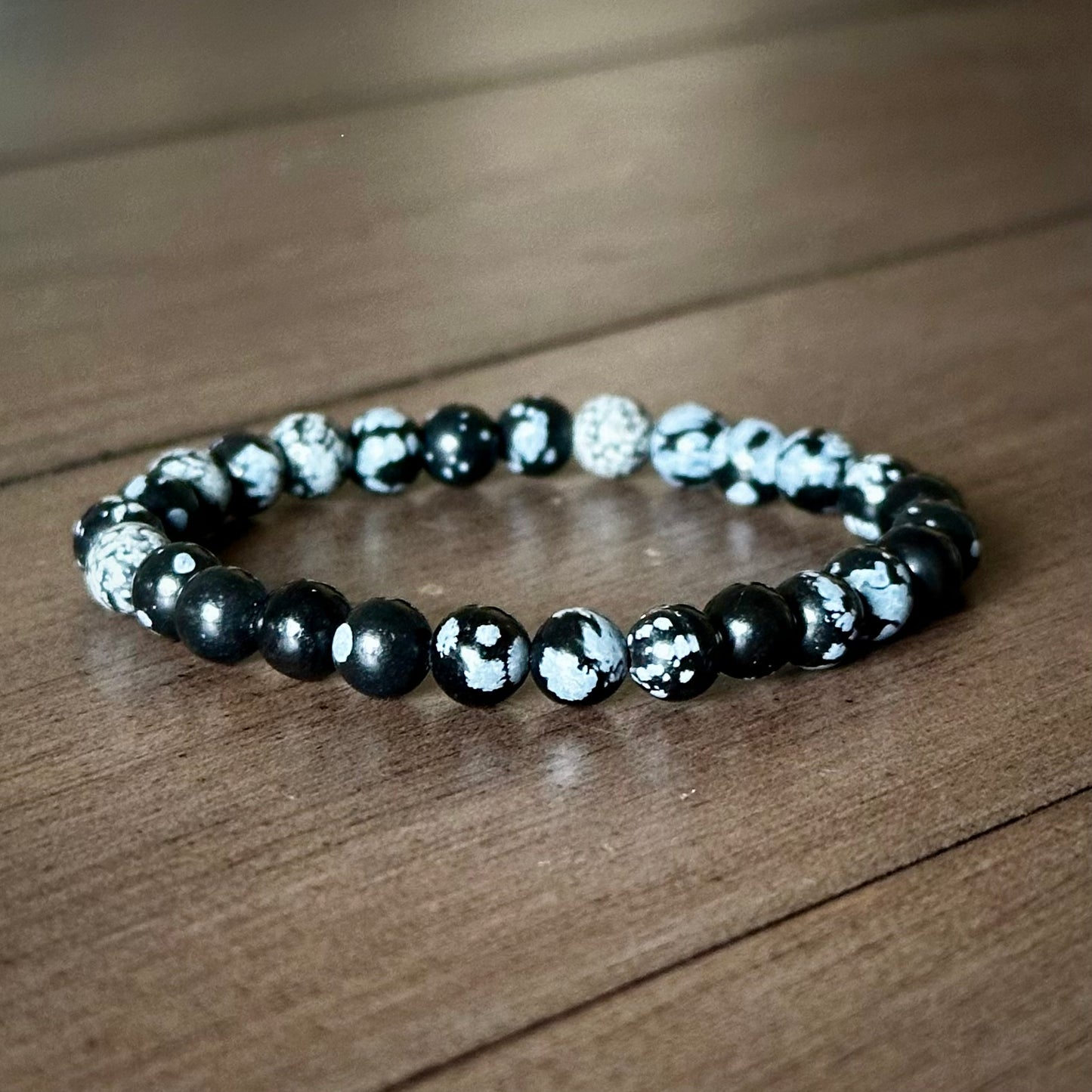 Snowflake Obsidian Single Stone Stretchy Stacker