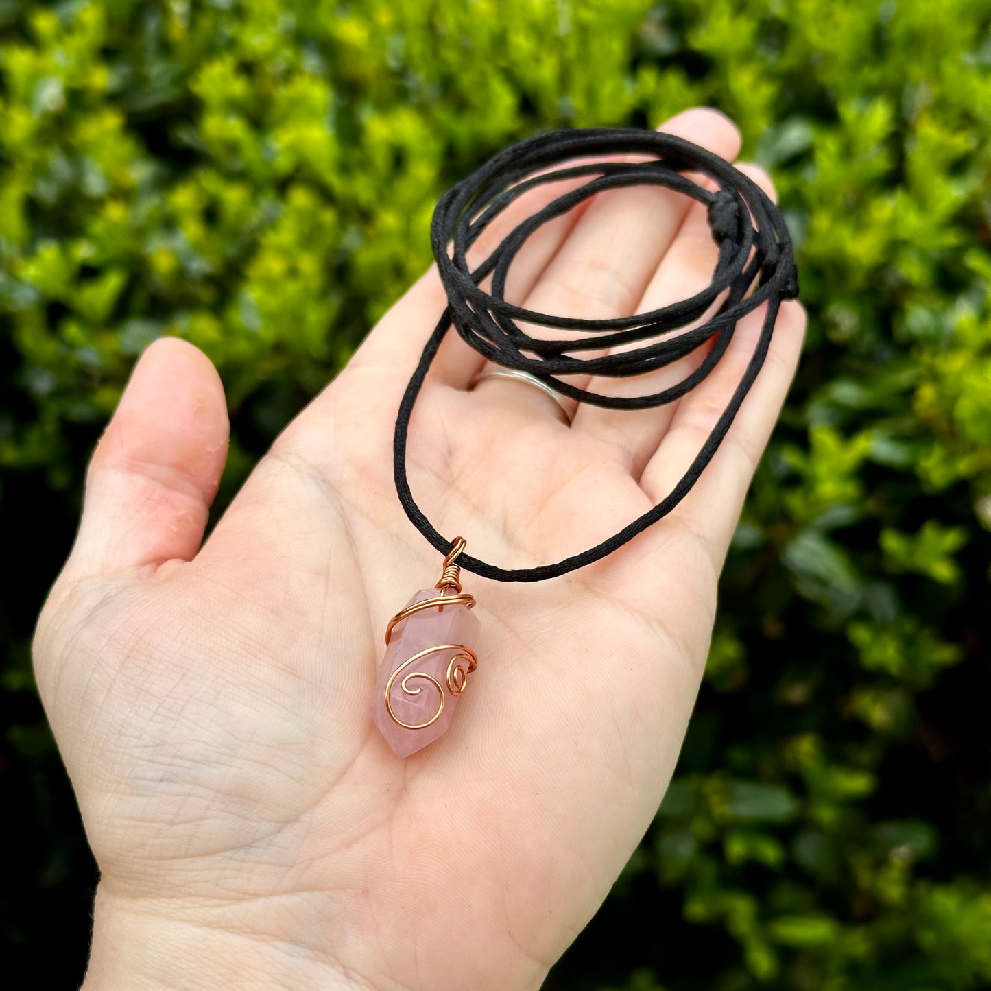 Wire Wrap Rose Quartz Crystal Point