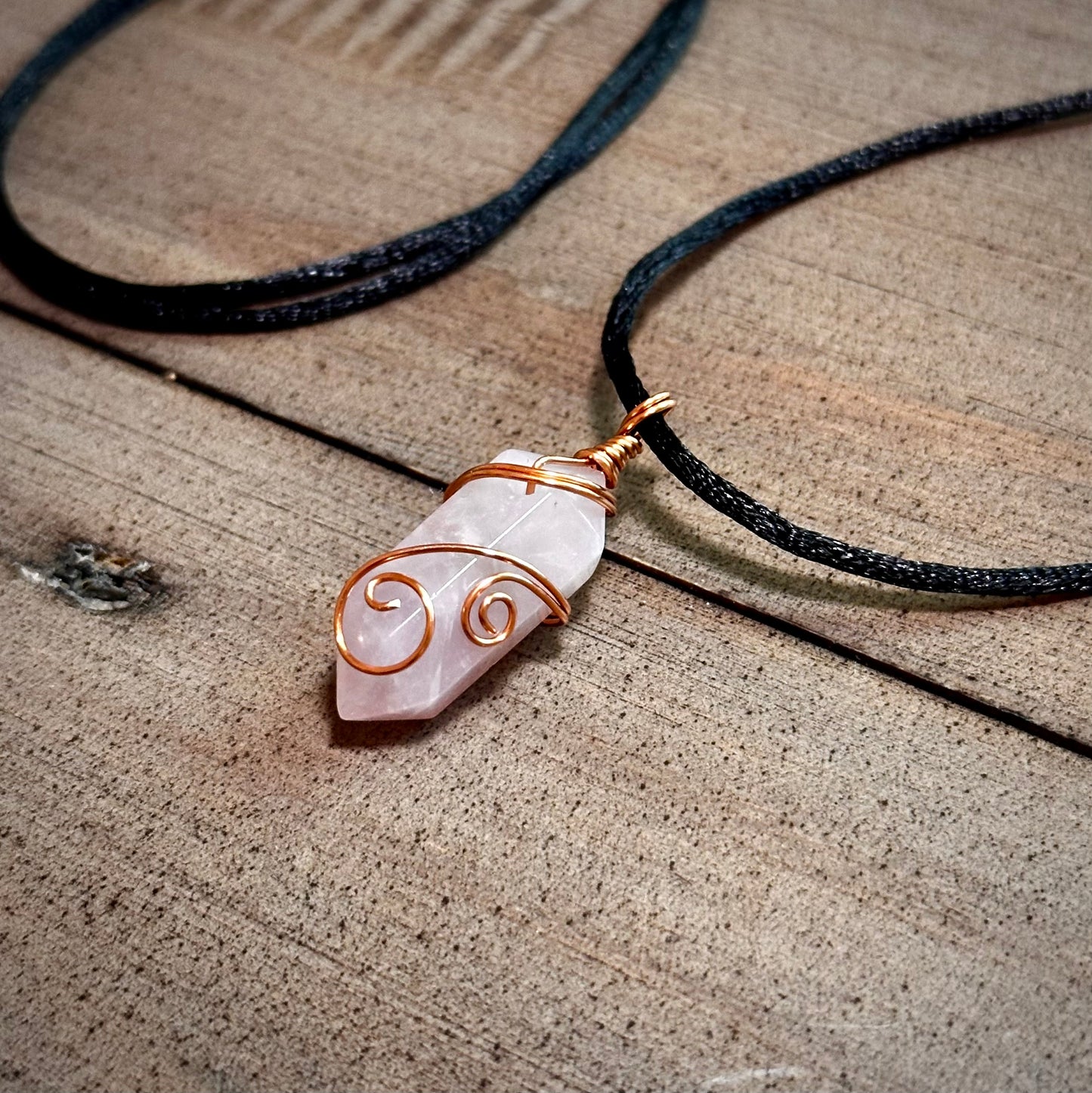 Wire Wrap Rose Quartz Crystal Point