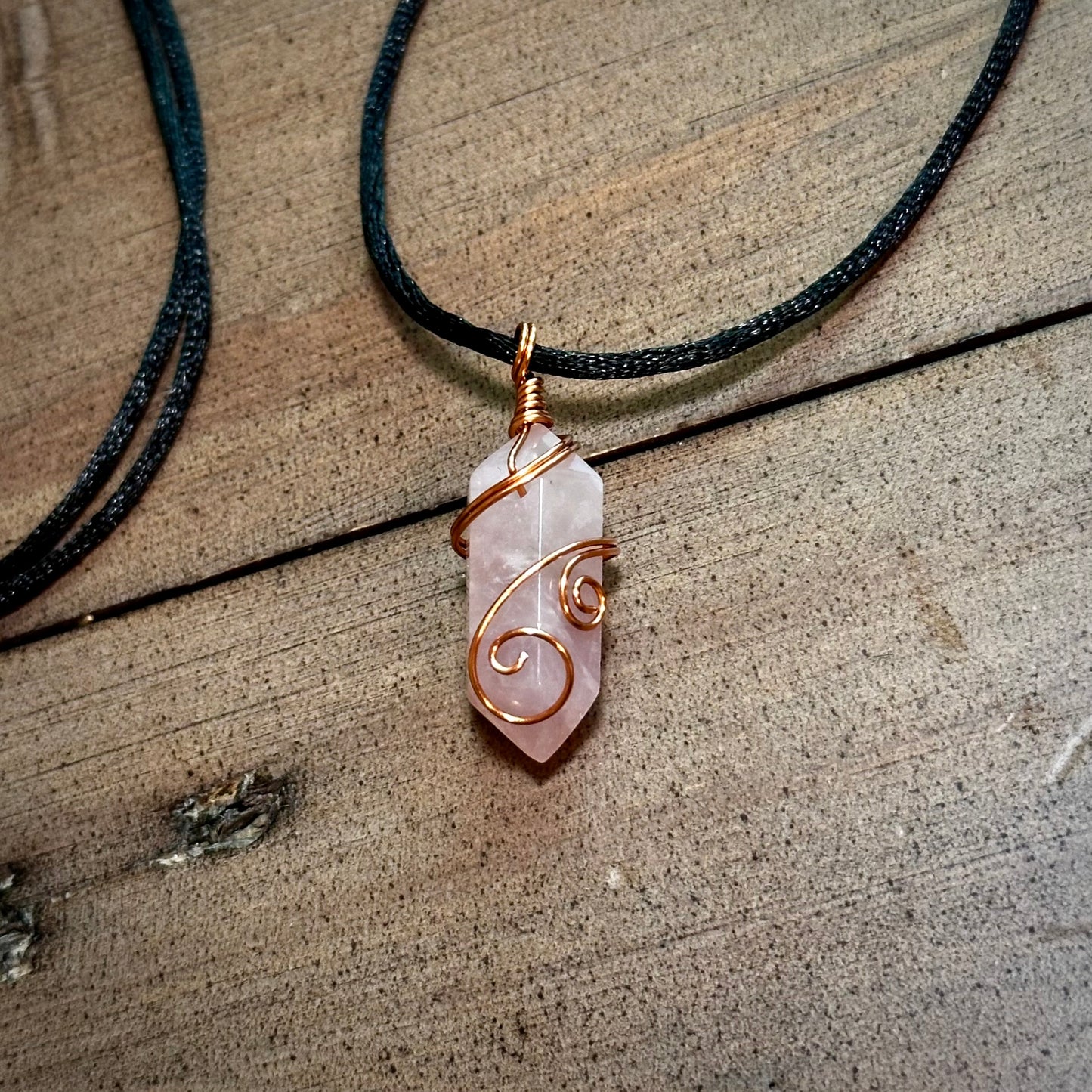 Wire Wrap Rose Quartz Crystal Point