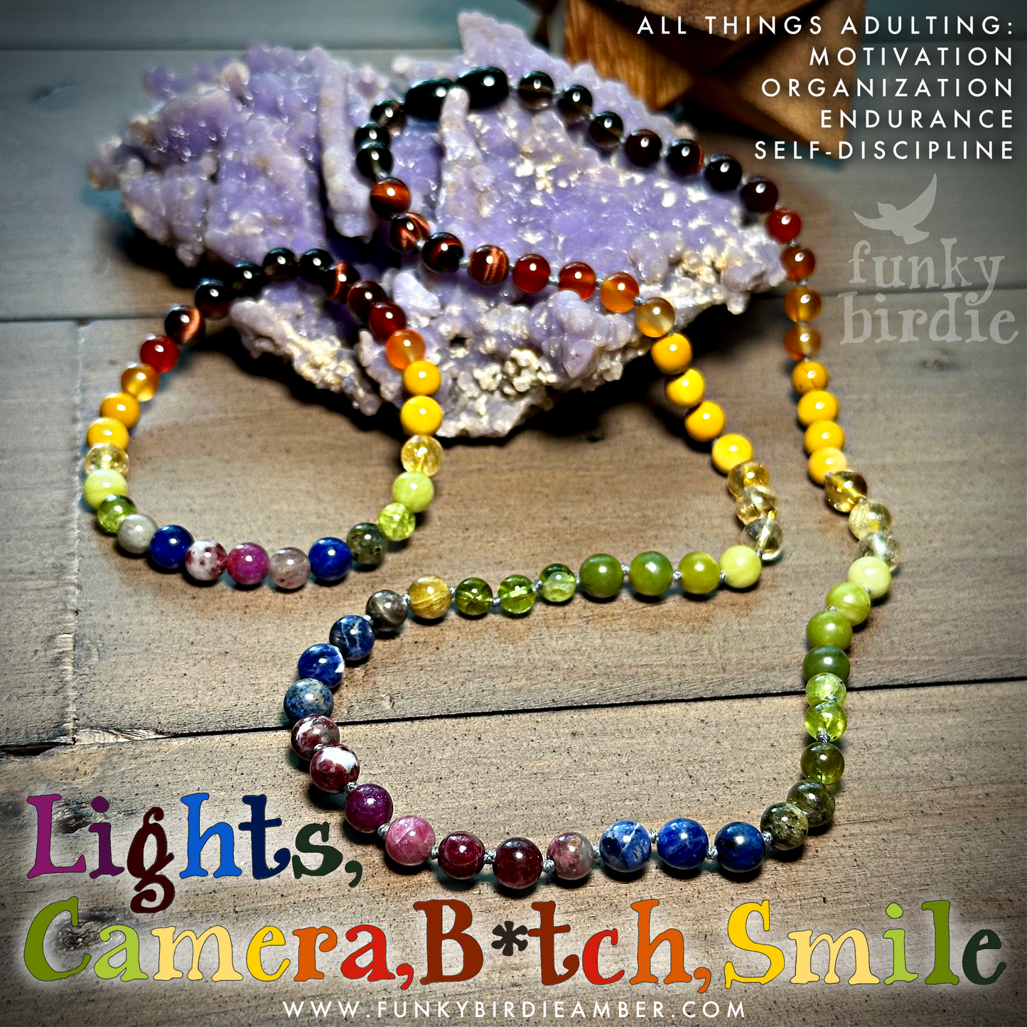 Lights, Camera, B*tch, Smile! Adulting Crystal Necklace
