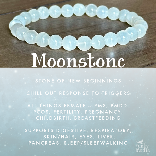 White Moonstone Single Stone Stretchy Stacker