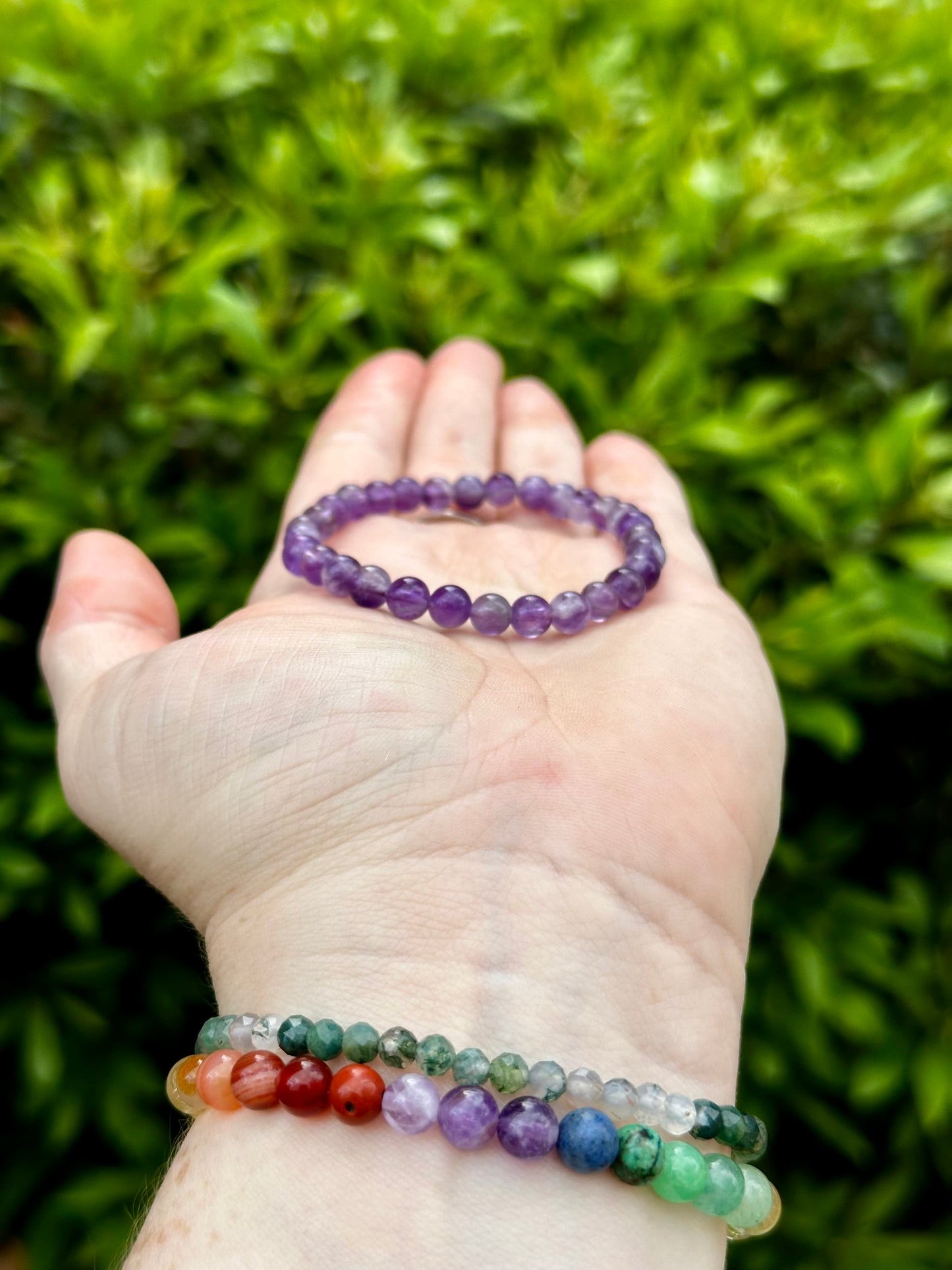 Chevron Amethyst Single Stone Stretchy Stacker