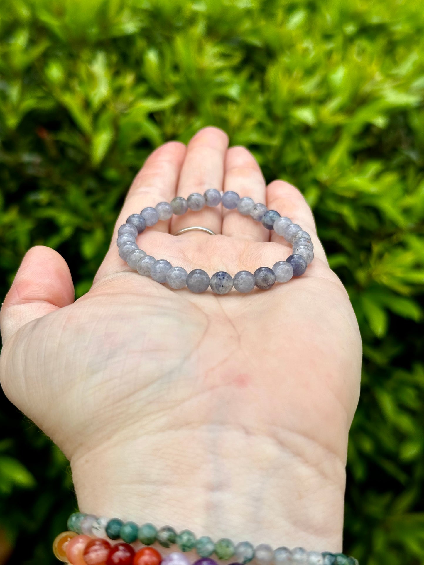 Iolite Soft Single Stone Stretchy Stacker