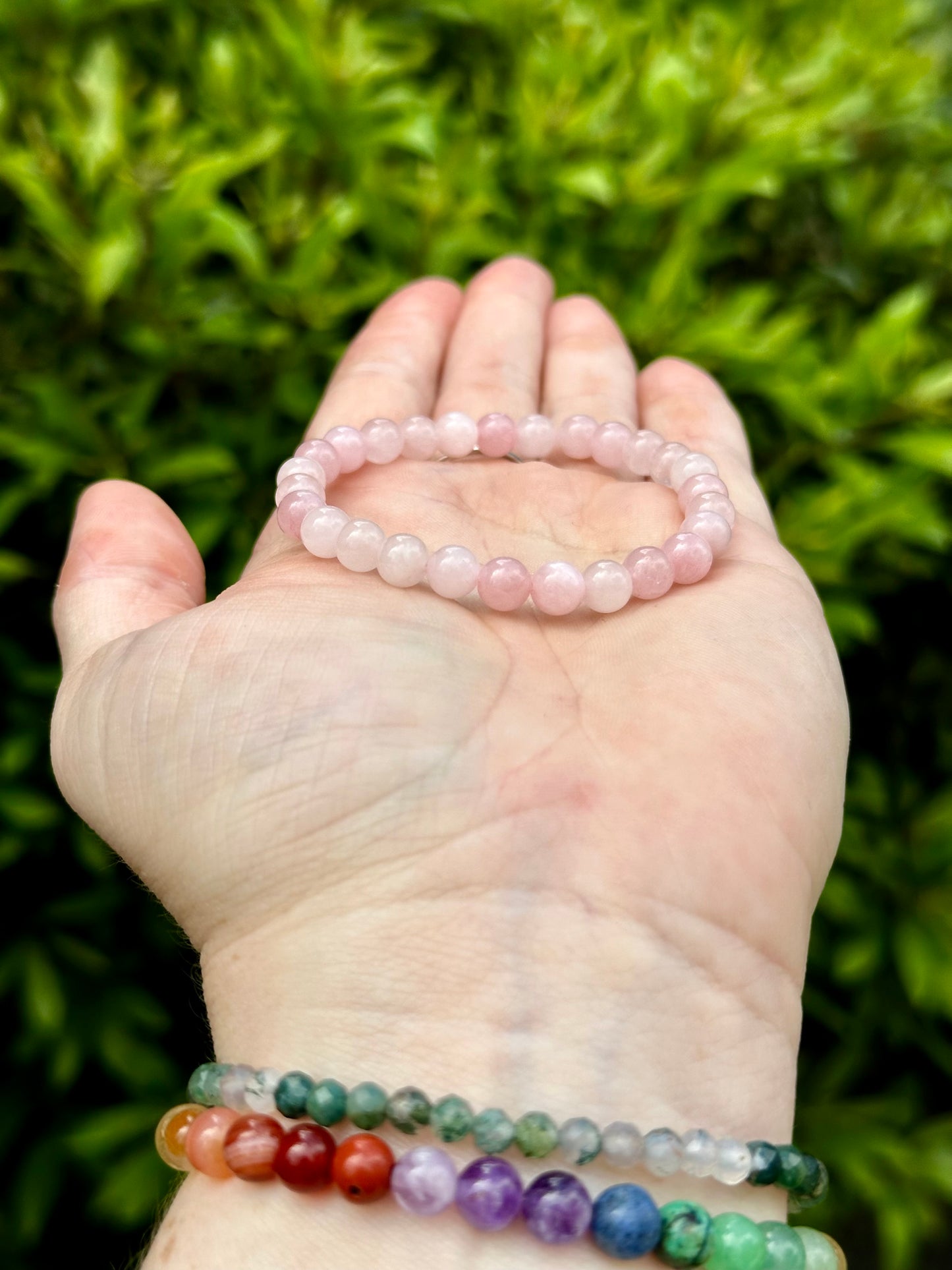 Madagascar Rose Quartz Single Stone Stretchy Stacker