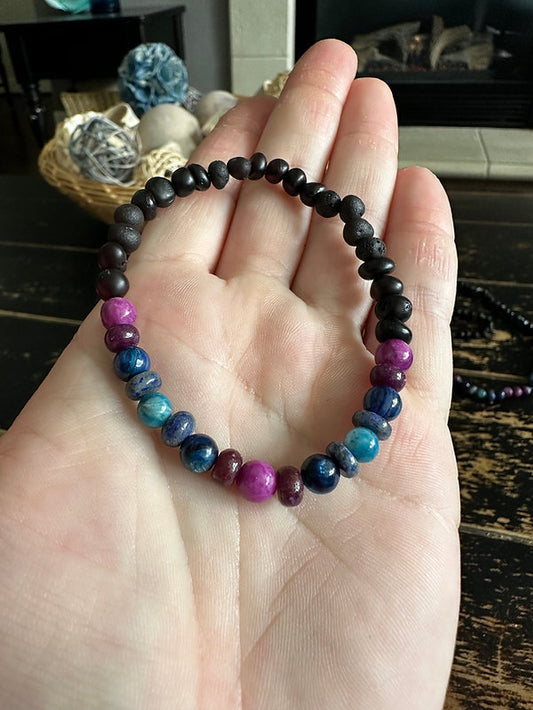 Jewel: Baltic Amber & Crystal Stretchy Stacker