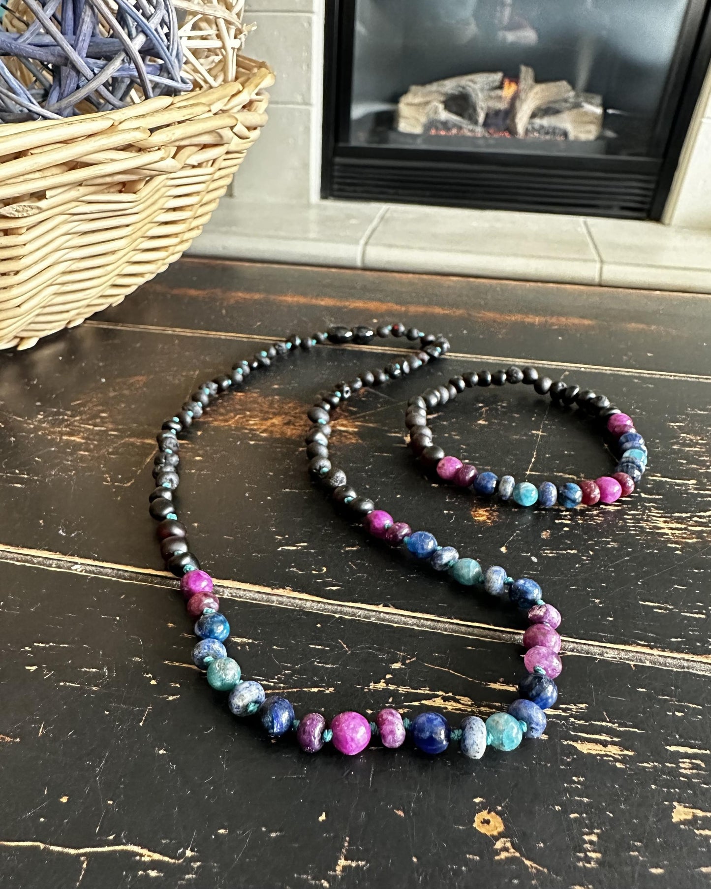 Winter~Jewel: Baltic Amber & Crystal Stretchy Stacker