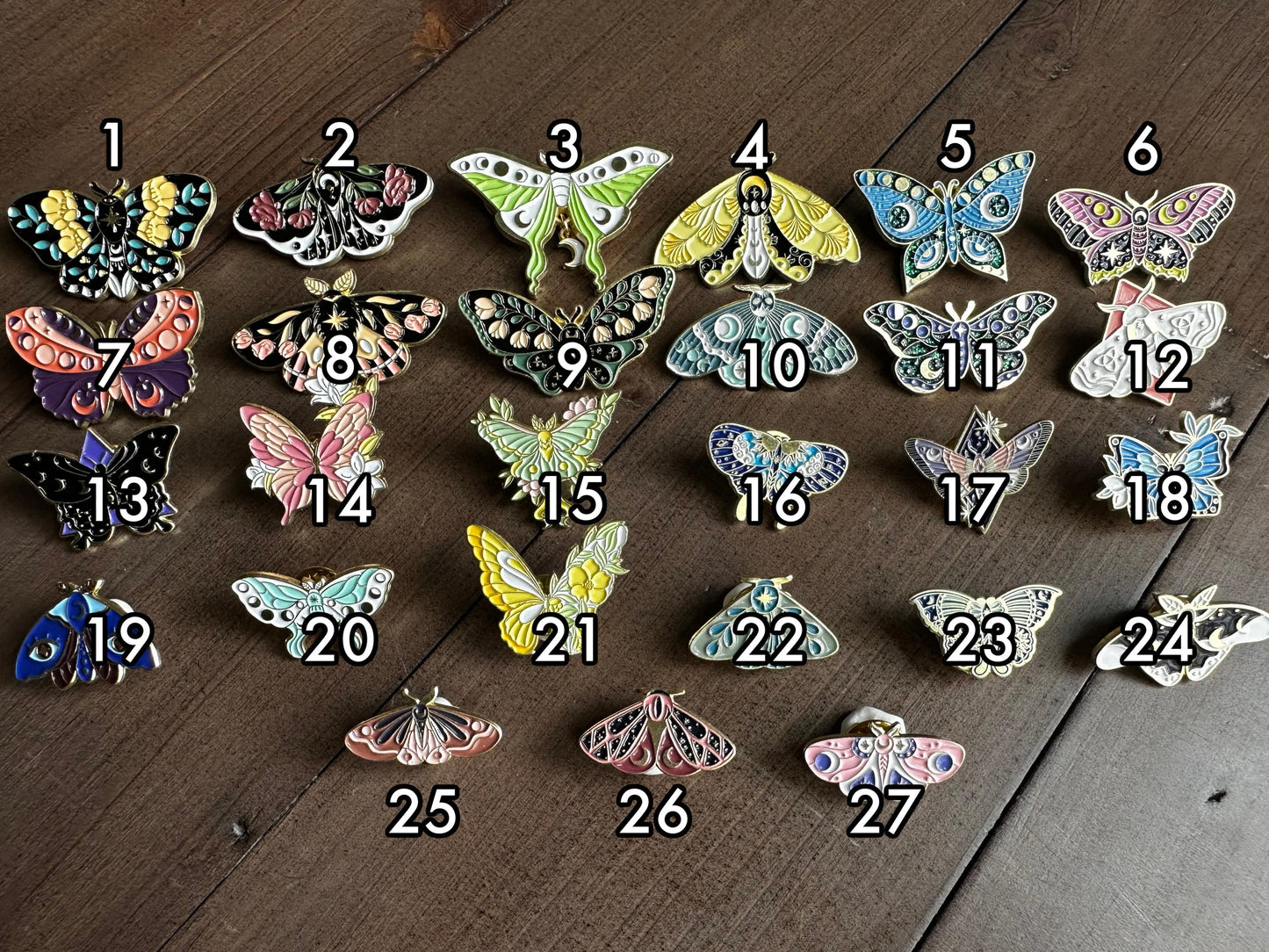 Luna Moth & Butterfly Enamel Pins -- Choose Your Own