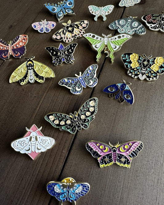 Luna Moth & Butterfly Enamel Pins -- Choose Your Own