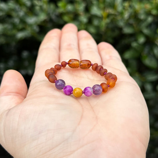 Amethyst Sugilite Mookaite Anklet for Sensory Support & Teething Relief