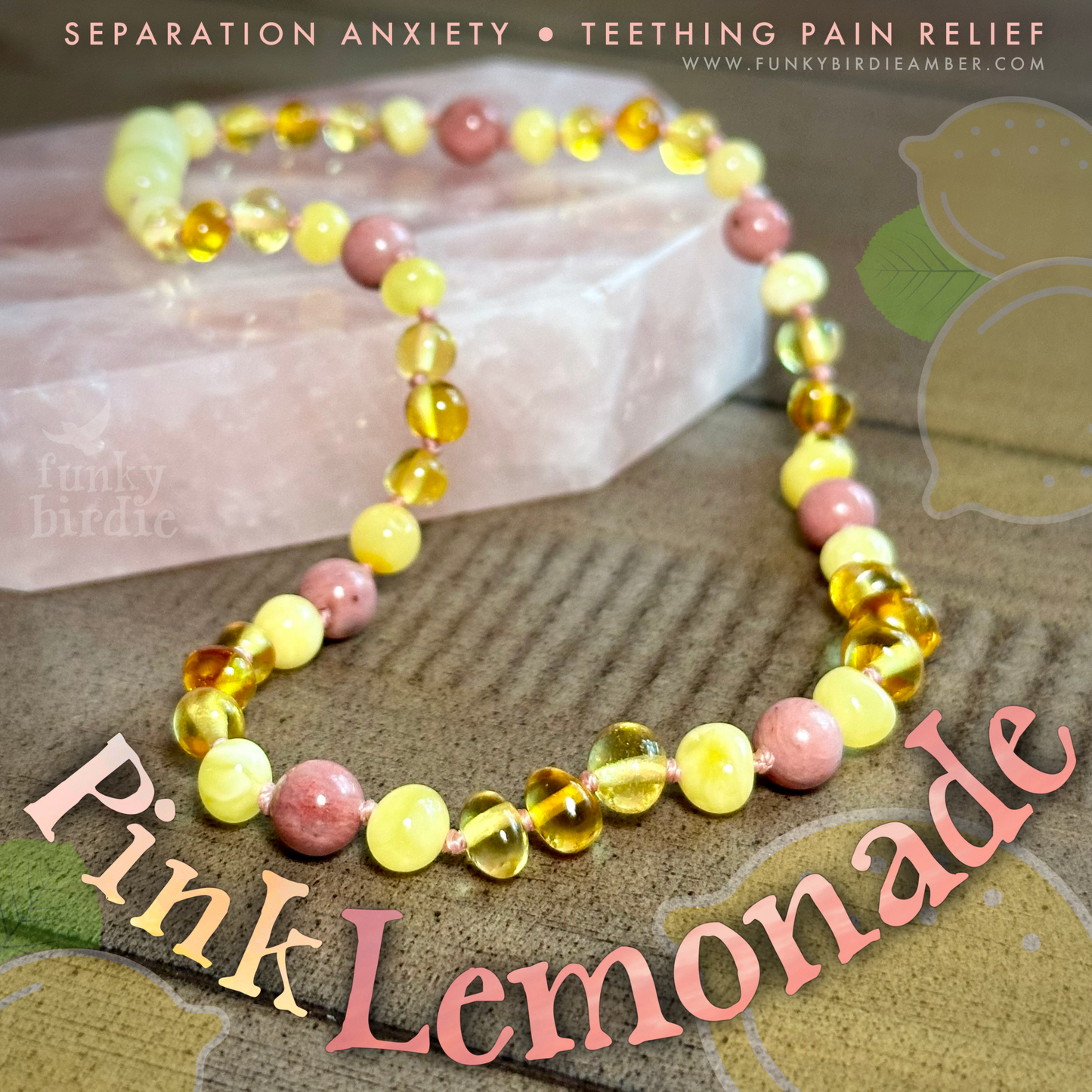Pink Lemonade Separation Anxiety & Teething Necklace