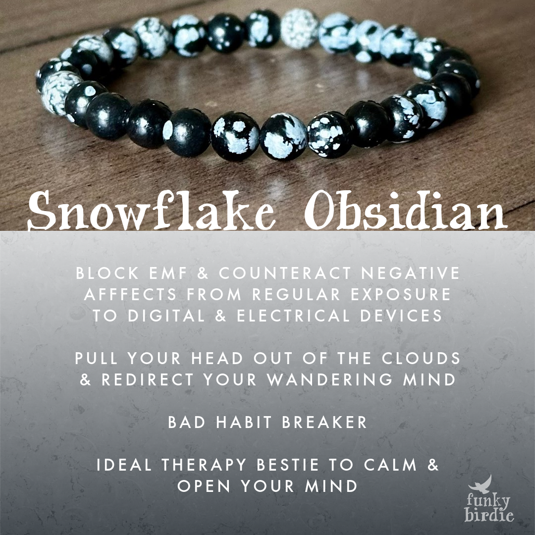 Snowflake Obsidian Single Stone Stretchy Stacker